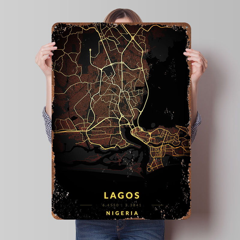 Gaming Accessories Europe - Plakat z mapą miasta Lagos, personalizowane