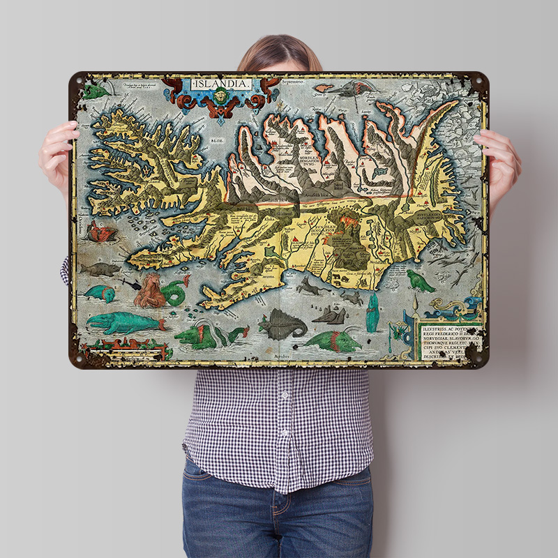 Gaming Accessories Europe - Mapa Islandii Metalowy Plakat Personalizowana Dekoracja