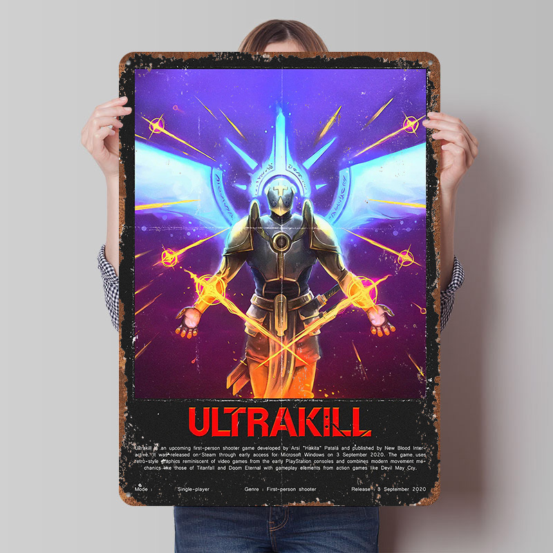 Gaming Accessories Europe - Metalowy plakat Ultrakill Game, personalizowana dekoracja