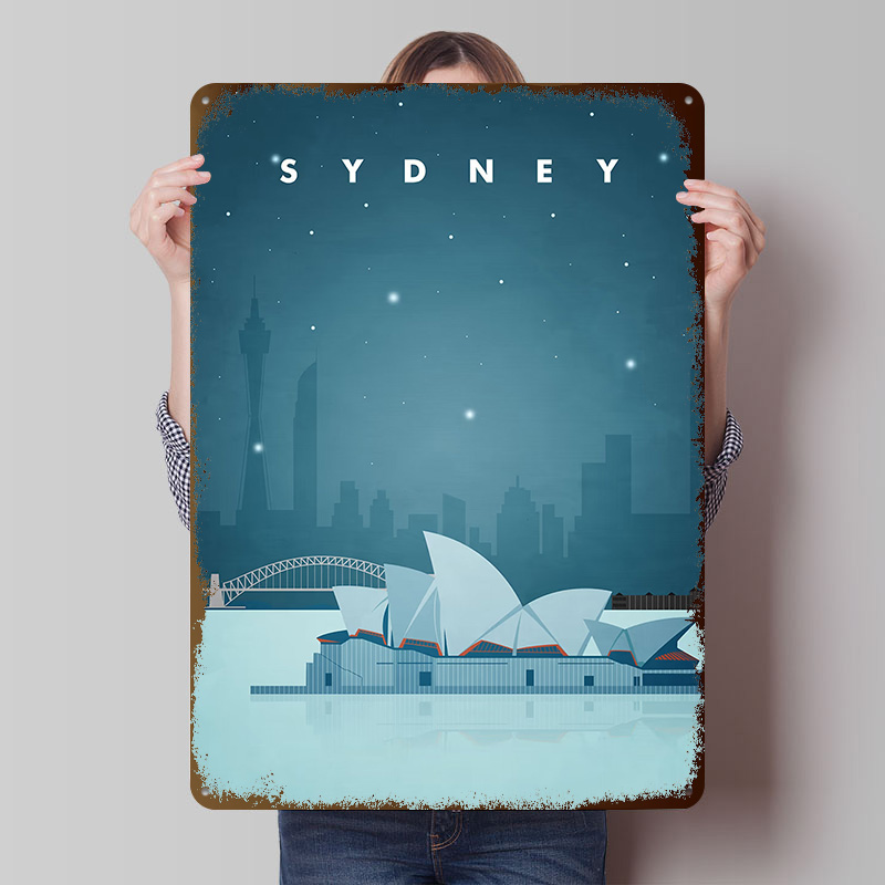 Gaming Accessories Europe - Plakat Podróżniczy Sydney, Personalizowane Metalowe Tabliczki