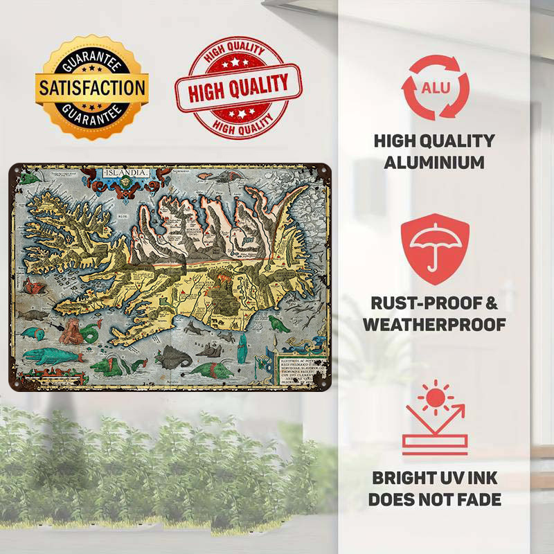 Mapa Islandii Metalowy Plakat  – Gaming Accessories Europe recenzja i cena